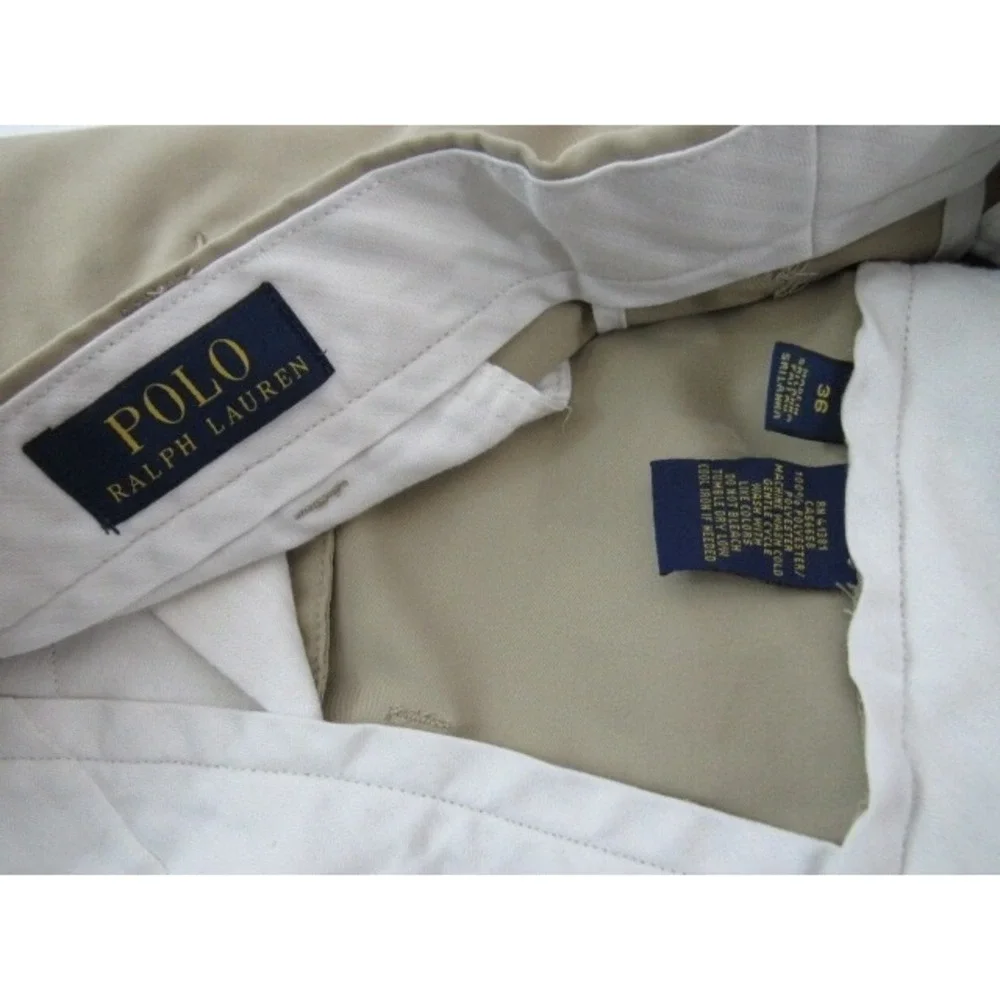 Polo‎ Ralph Lauren 100% Polyester Khaki Rear Logo Shorts Size 36